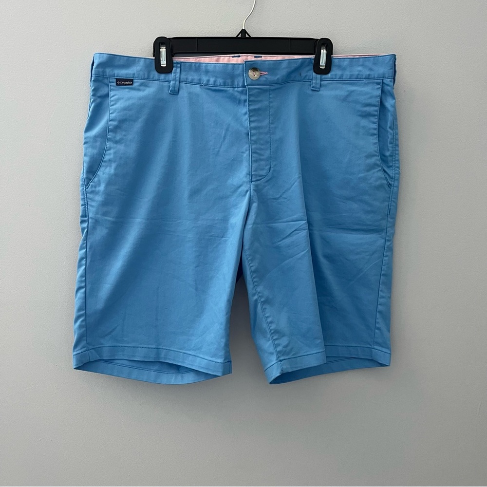 Columbia PFG Shorts Mens 38 Blue Pink Chino Regular Fit Outdoor Casual Preppy